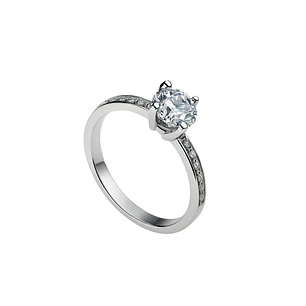 Anillo Oro Blanco 18kt Solitario Circonita Central 6MM