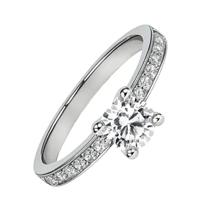 Anillo Oro Blanco 18kt Solitario Circonita Central 6MM
