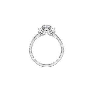 Anillo Oro Blanco 18kt Diamantes 64 Pts Halo Central