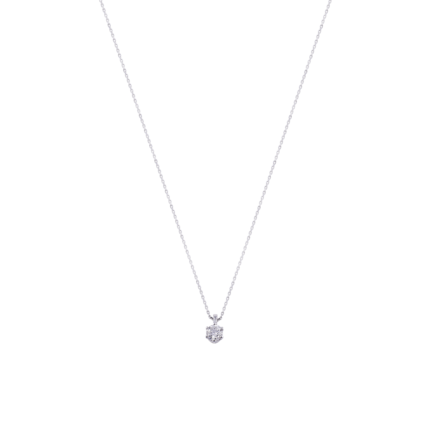 Collar de Oro 18kt Solitario 6 grifas 15 puntos de diamante 3