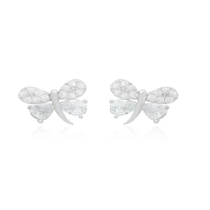Aros de Plata Esterlina 925 Mariposa Circon