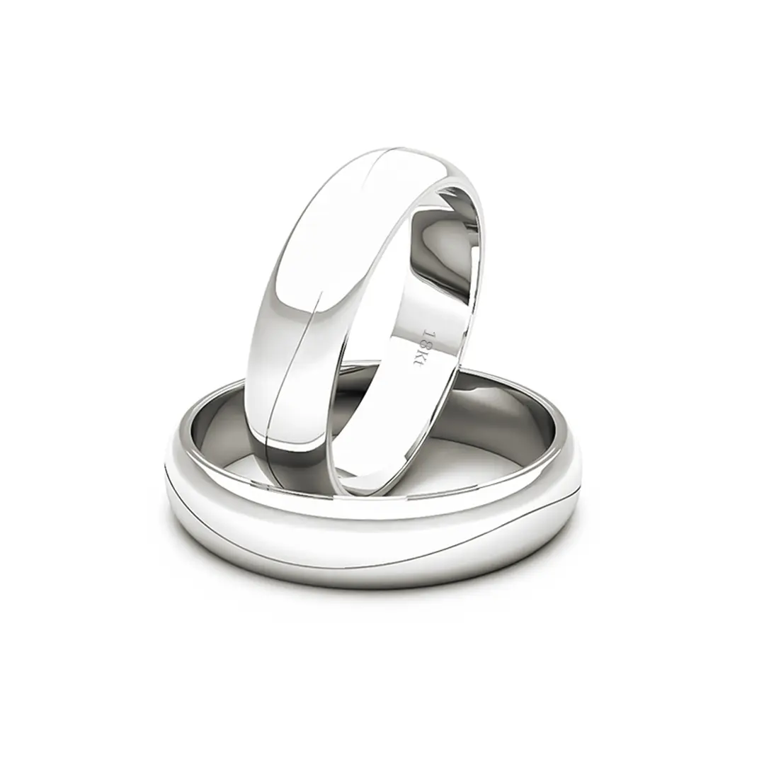 Par Argollas Matrimonio de Oro Blanco 18kt Lumina 4,5mm 1