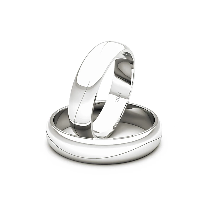 Par Argollas Matrimonio de Oro Blanco 18kt Lumina 4,5mm 1