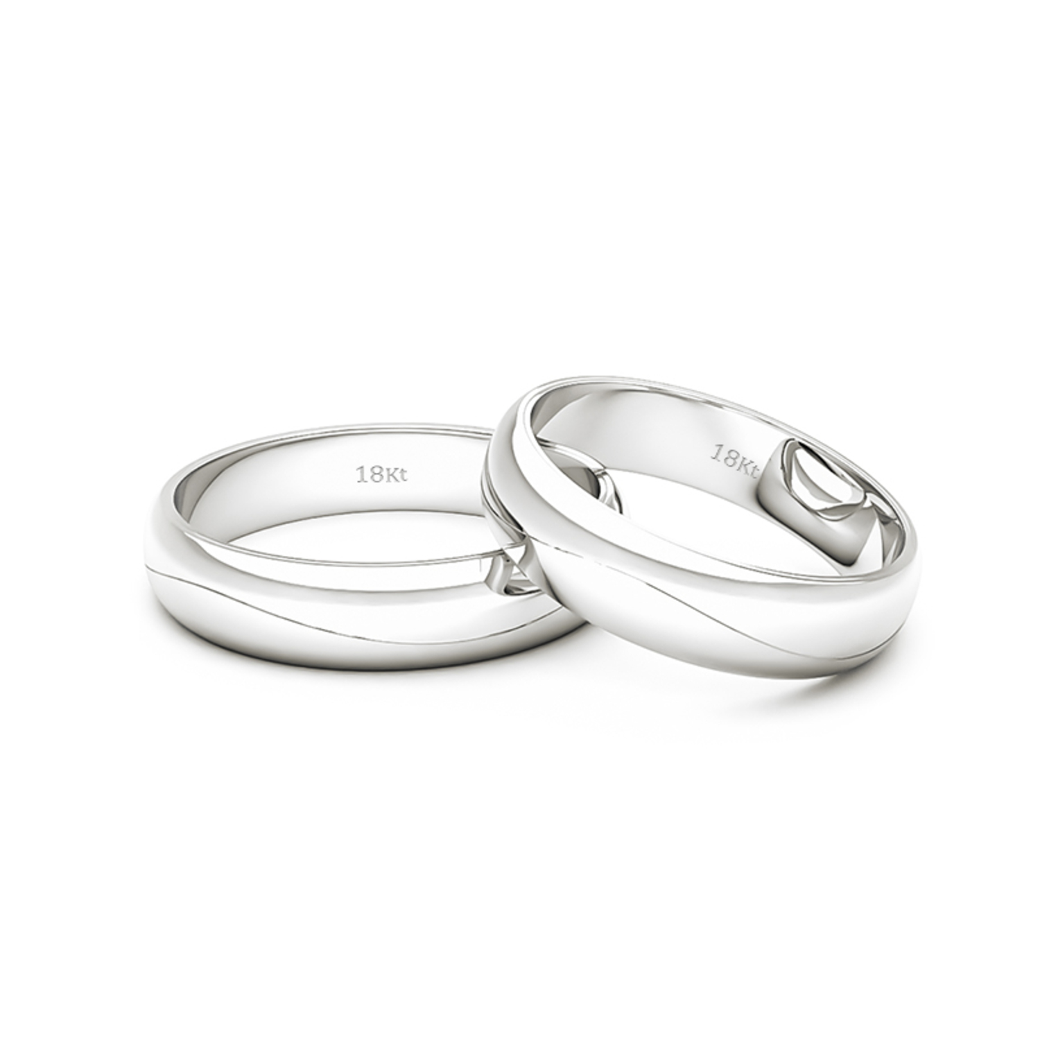 Par Argollas Matrimonio de Oro Blanco 18kt Lumina 4,5mm 2