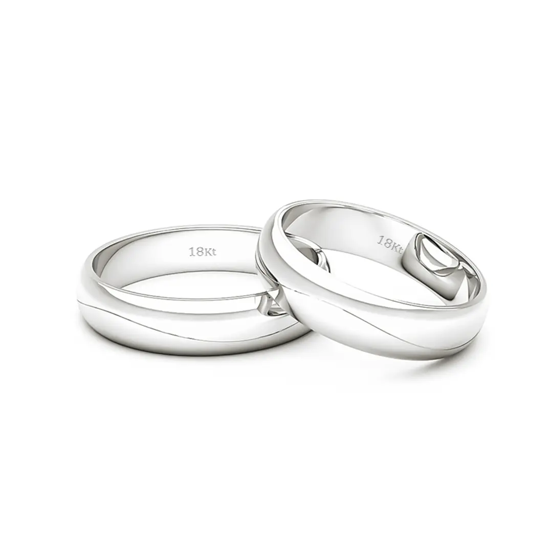 Par Argollas Matrimonio de Oro Blanco 18kt Lumina 4,5mm 2