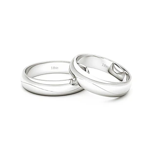 Par Argollas Matrimonio de Oro Blanco 18kt Lumina 4,5mm