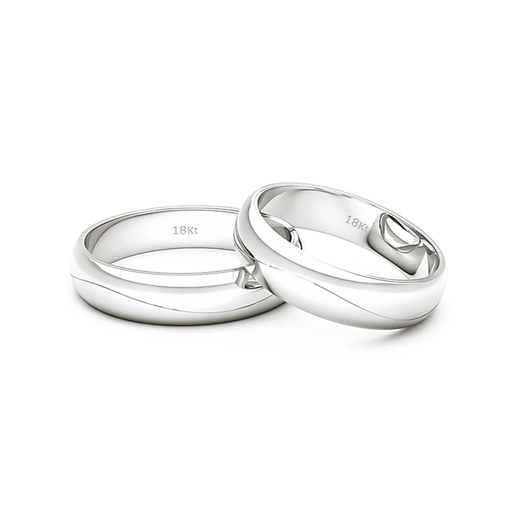 Par Argollas Matrimonio de Oro Blanco 18kt Lumina 4,5mm 2