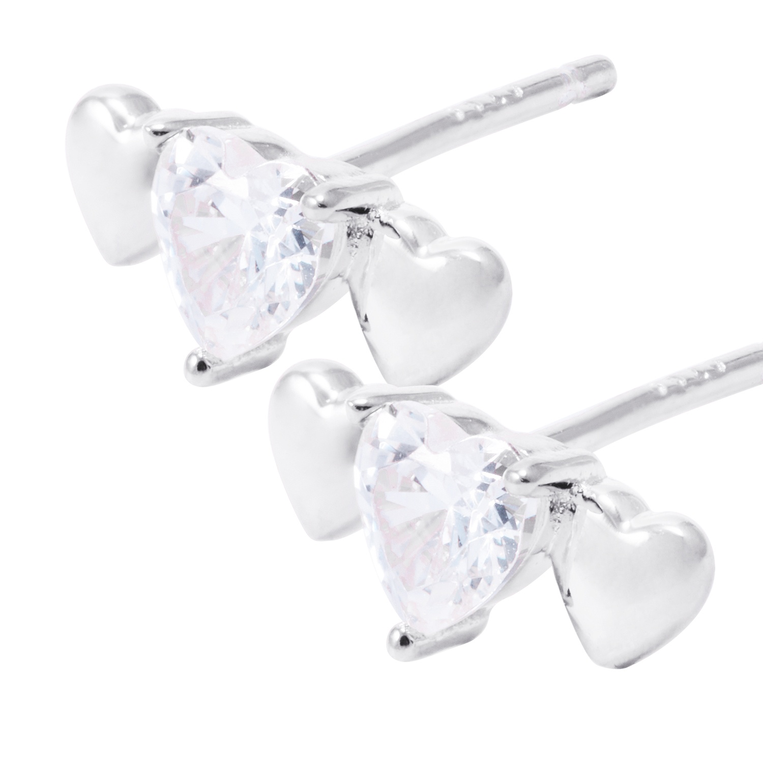 Aros de Plata Esterlina Trilogía Corazones Circonita 2
