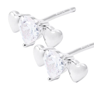 Aros de Plata Esterlina Trilogía Corazones Circonita