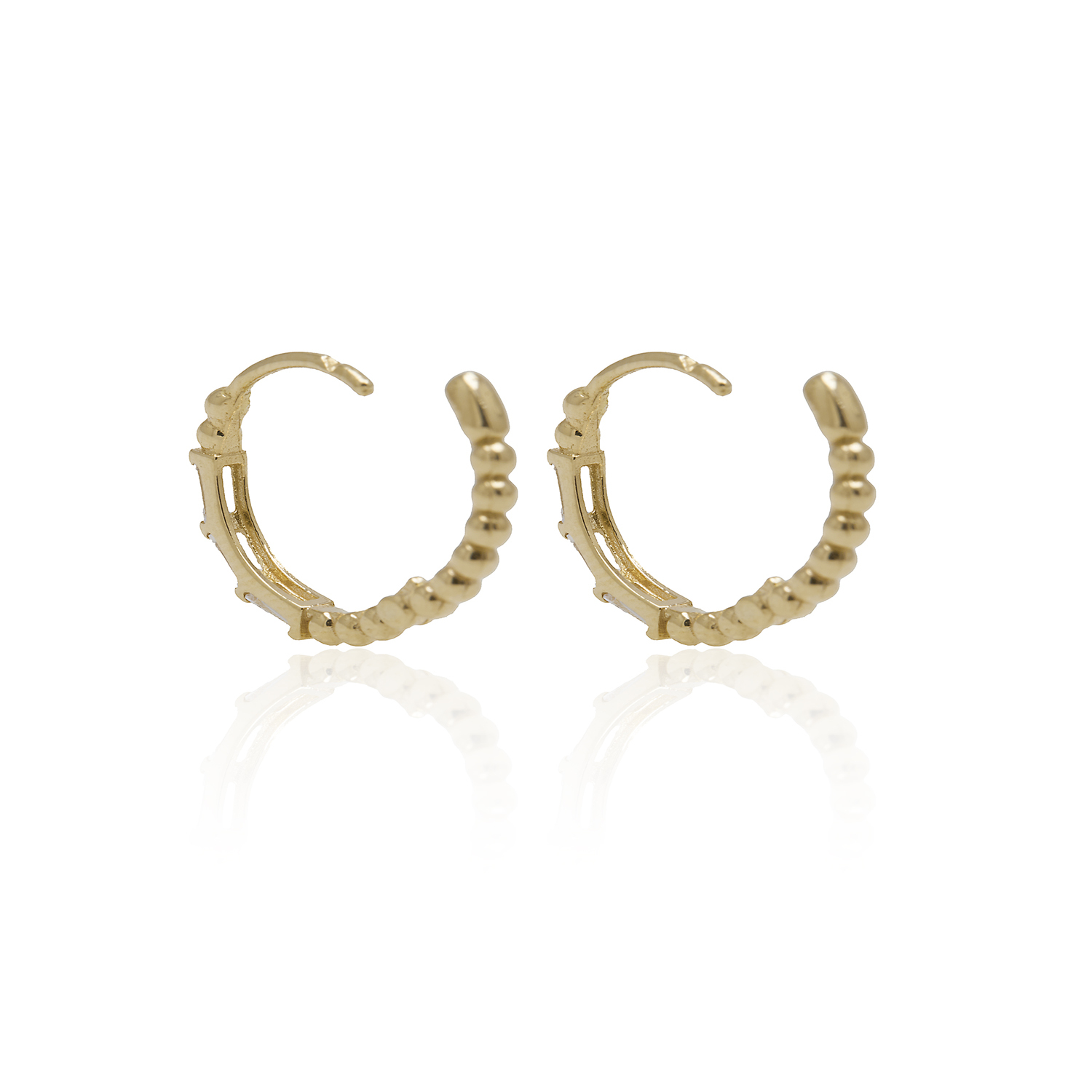 Aros de Oro 18kt Argollas Bolita Circon 2