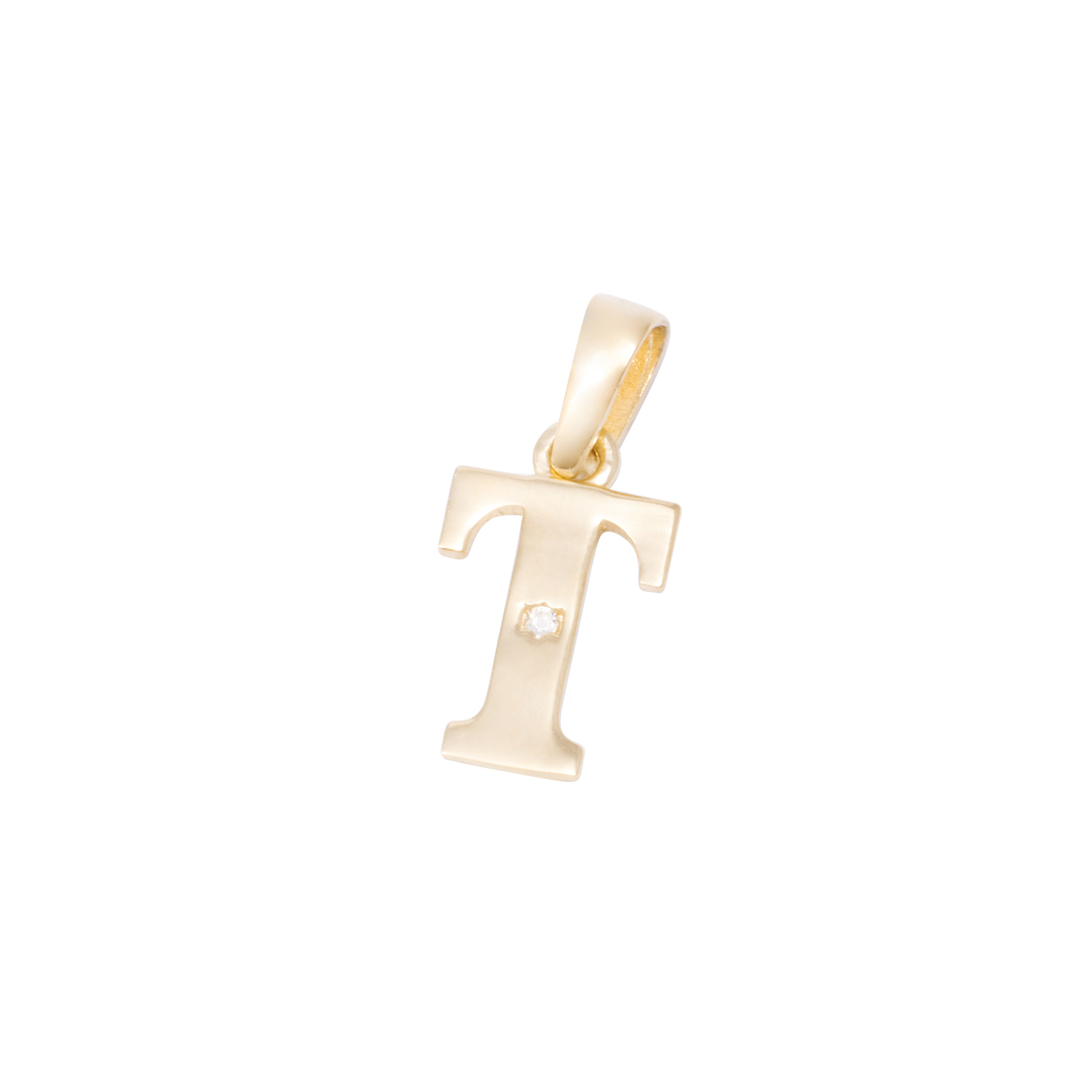 Colgante de Oro de 18kt Circonitas letra T 1
