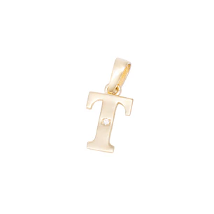 Colgante de Oro de 18kt Circonitas letra T