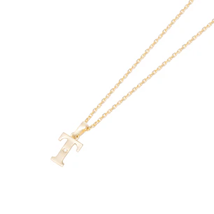 Colgante de Oro de 18kt Circonitas letra T