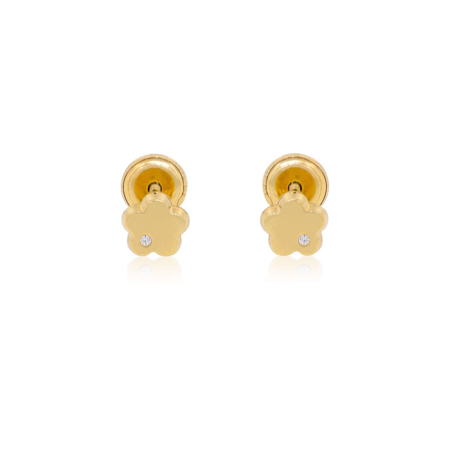 Aros de Oro 18kt Circonitas Flor 2