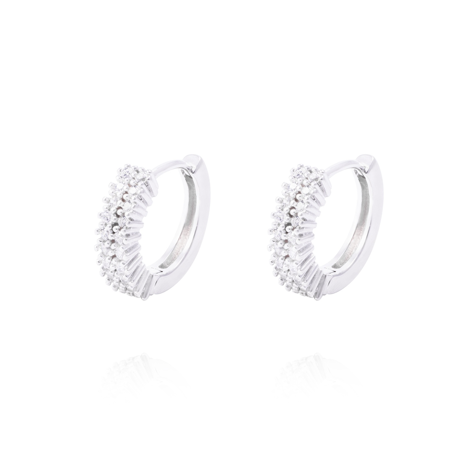 Aros de Plata Esterlina Argollas Doble Circón 1