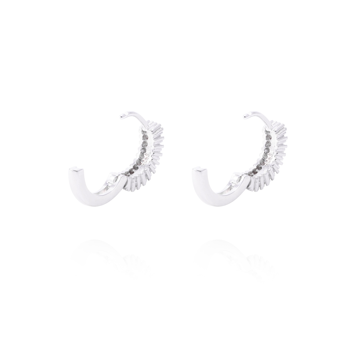 Aros de Plata Esterlina Argollas Doble Circón 3