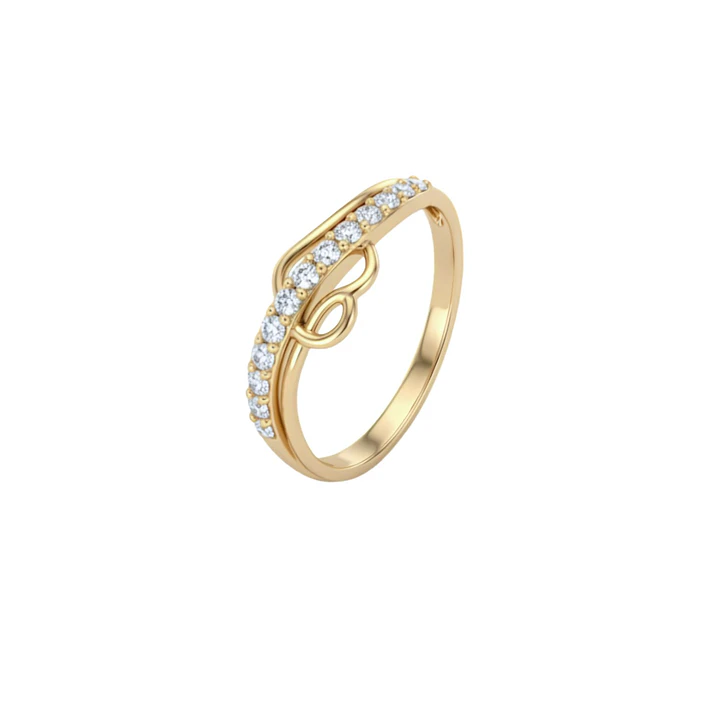 Anillo Oro Miel 18kt Corazón Solitario Pavé 1