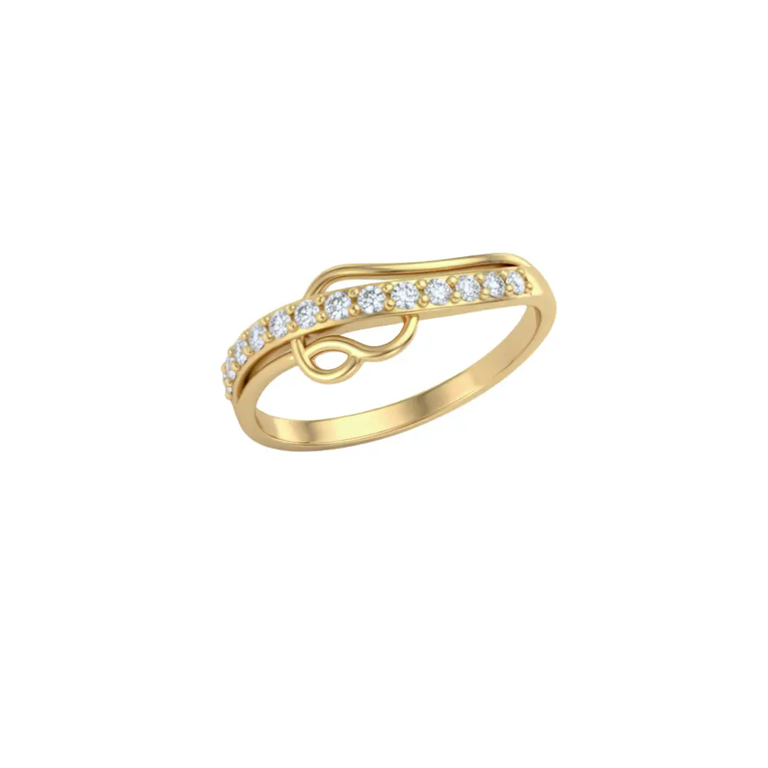 Anillo Oro Miel 18kt Corazón Solitario Pavé 3