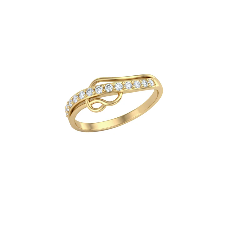 Anillo Oro Miel 18kt Corazón Solitario Pavé 3