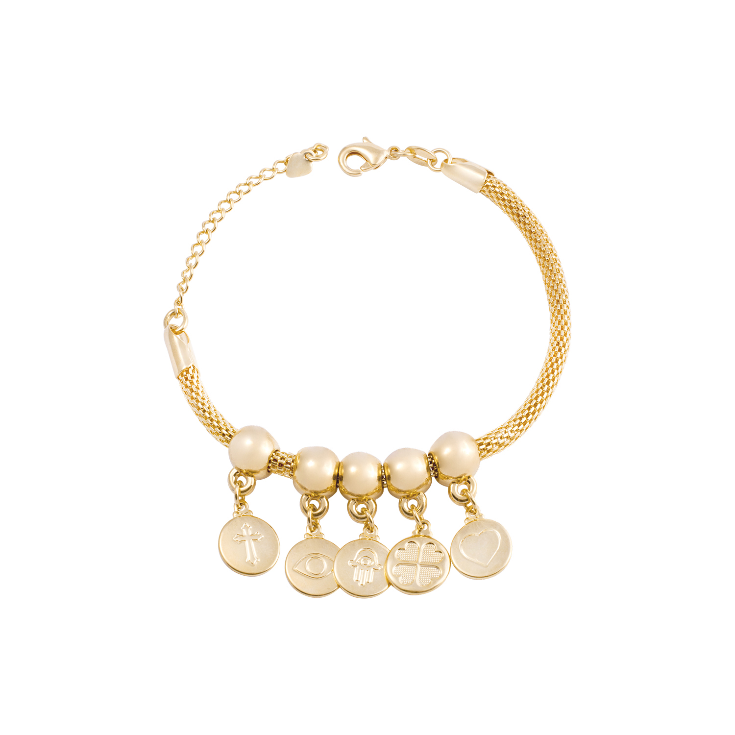 Pulsera de Plata Esterlina 925 Protectora dijes Bañado en Oro 14kt 1