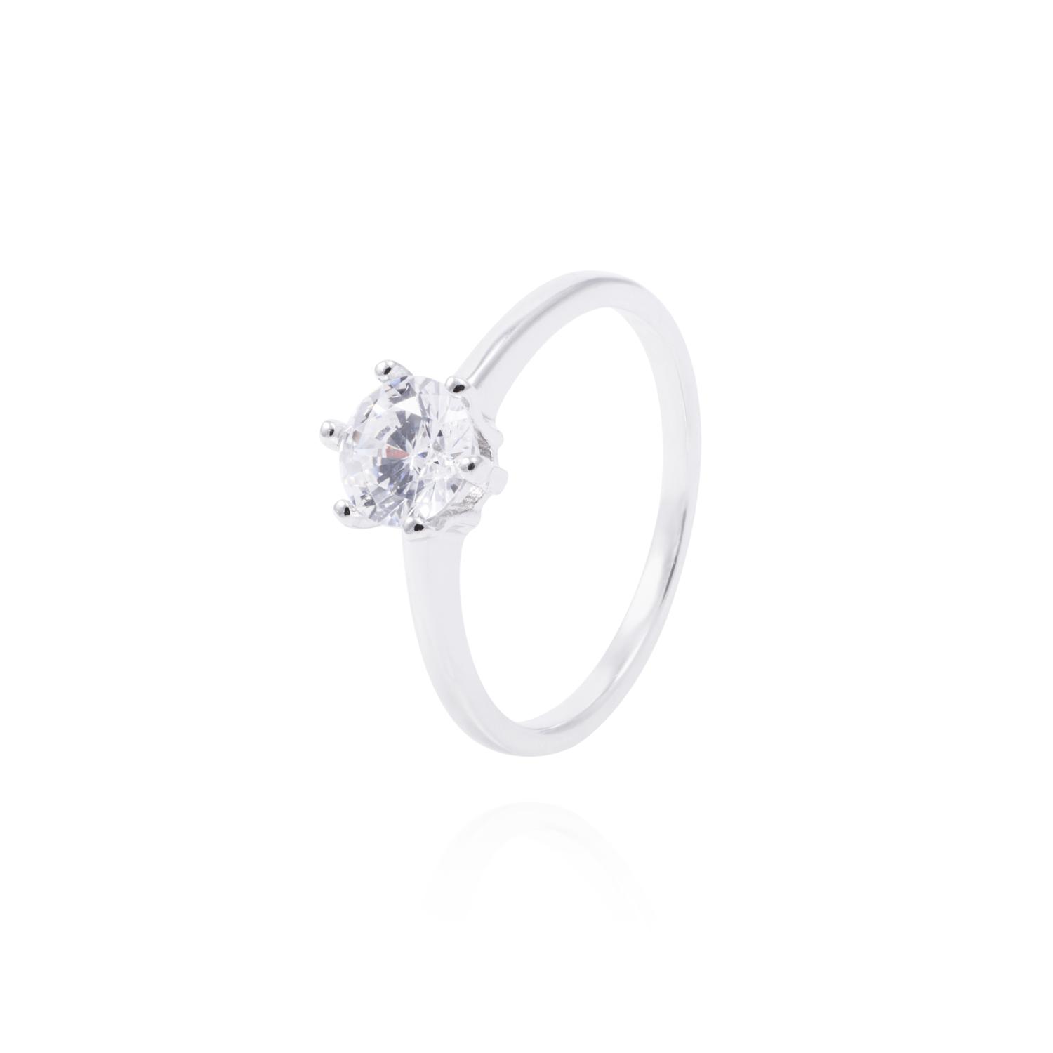 Anillo de Plata Esterlina Solitario con 6 Grifas Circonita 1