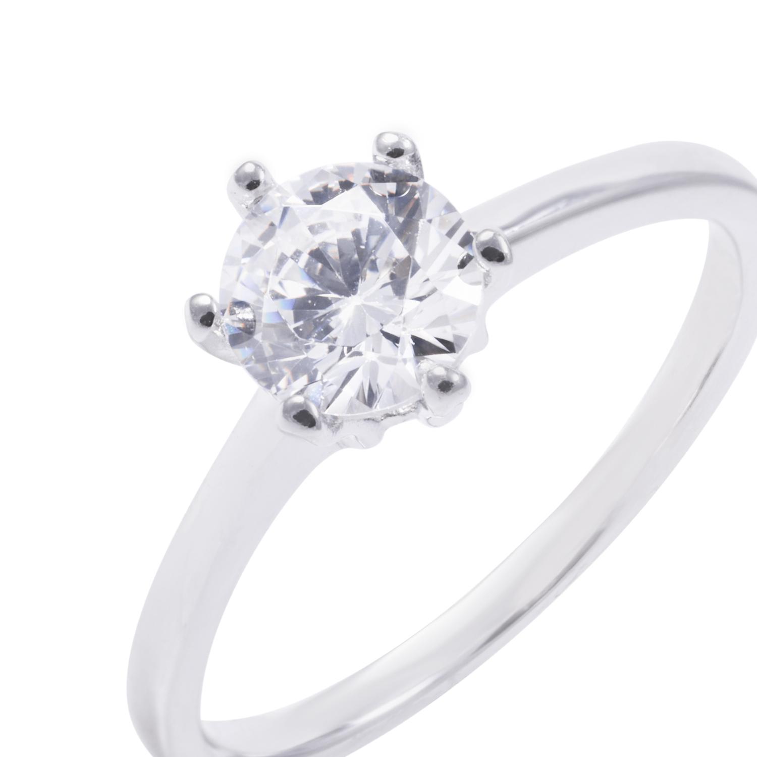 Anillo de Plata Esterlina Solitario con 6 Grifas Circonita 2