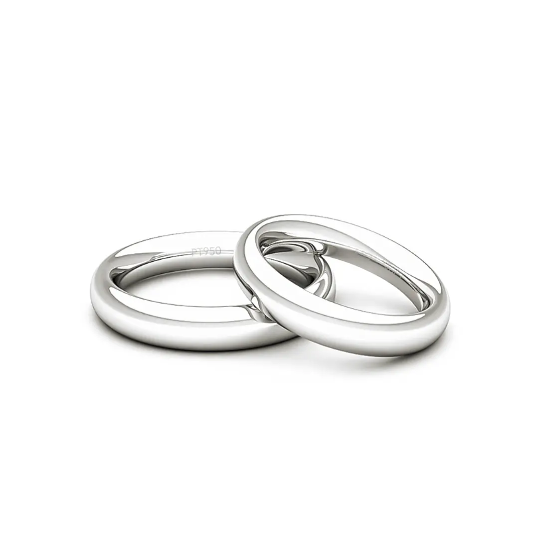 Par Argollas Matrimonio de Platino Inglés Garda Ergofit de 3,5mm 2