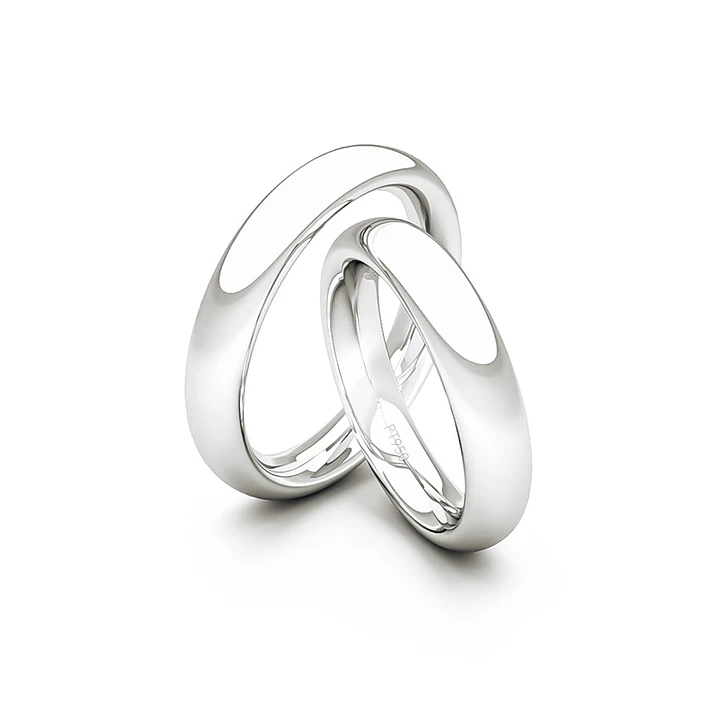 Par Argollas Matrimonio de Platino Inglés Garda Ergofit de 3,5mm 3