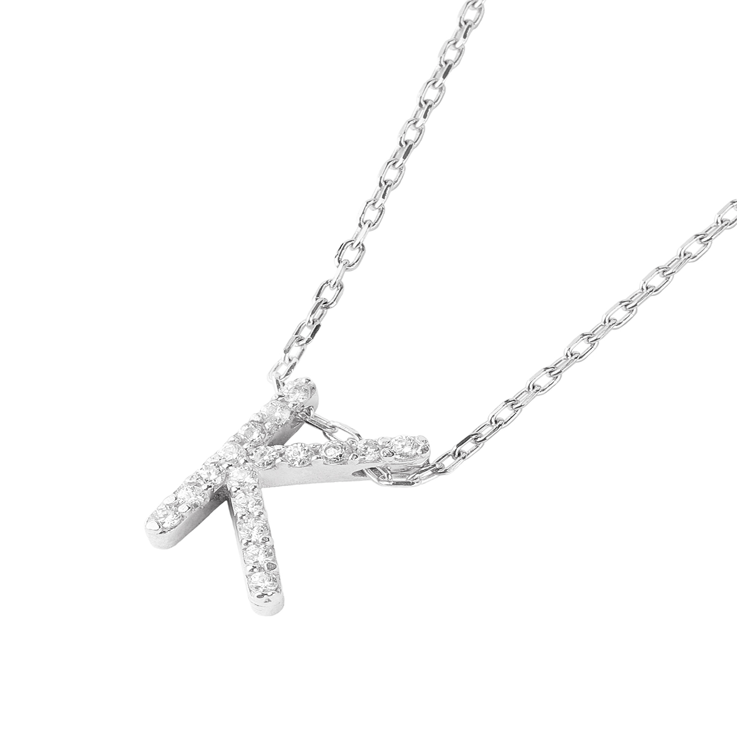 Collar de Plata Esterlina 925 Letra K Circon 1