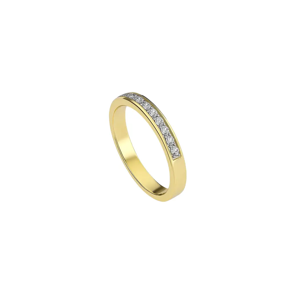Anillo Oro Amarillo 18kt Diamantes 25 Pts 1/2 Cintillo 2