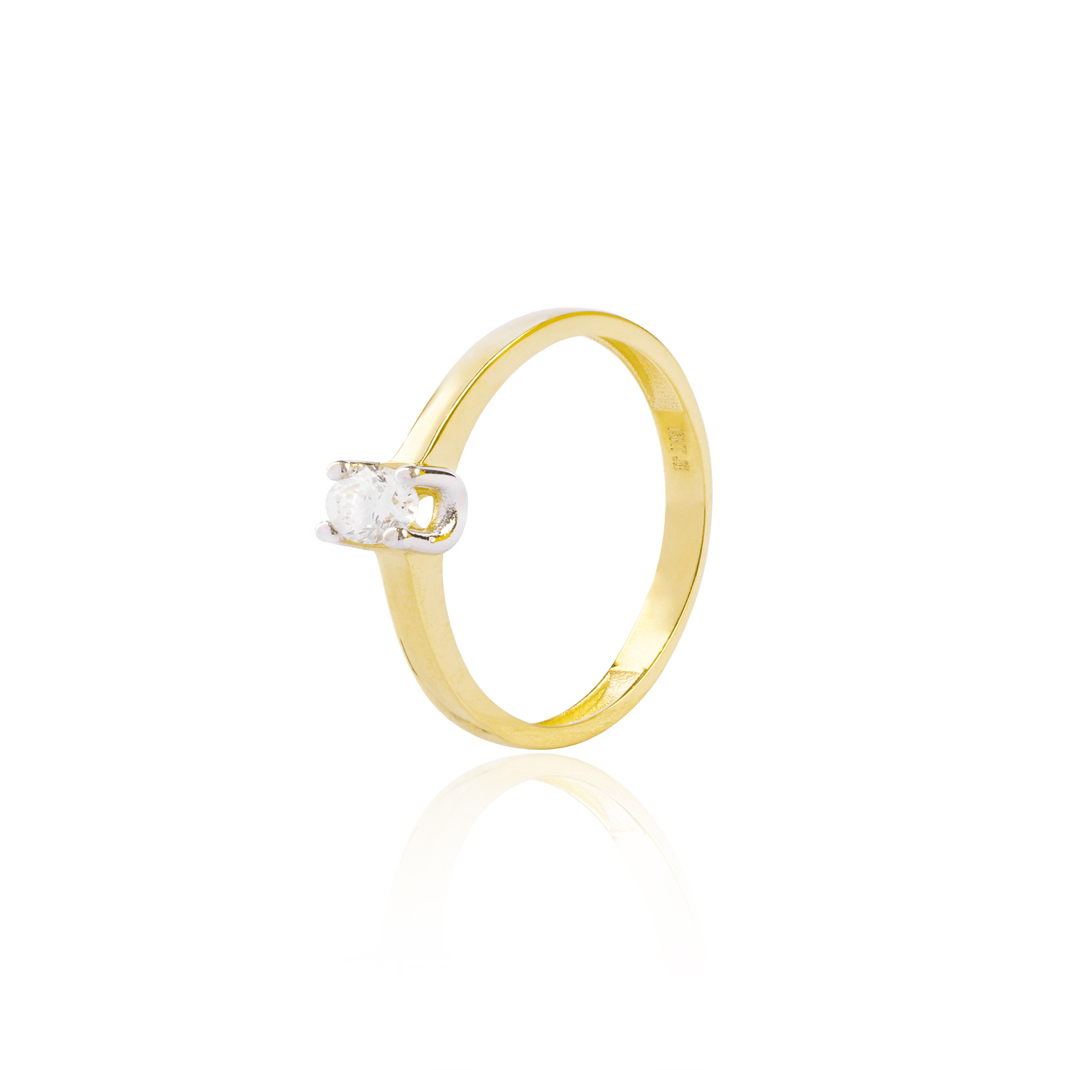 Anillo Compromiso de Oro 18Kt Solitario Bicolor Circonita 1