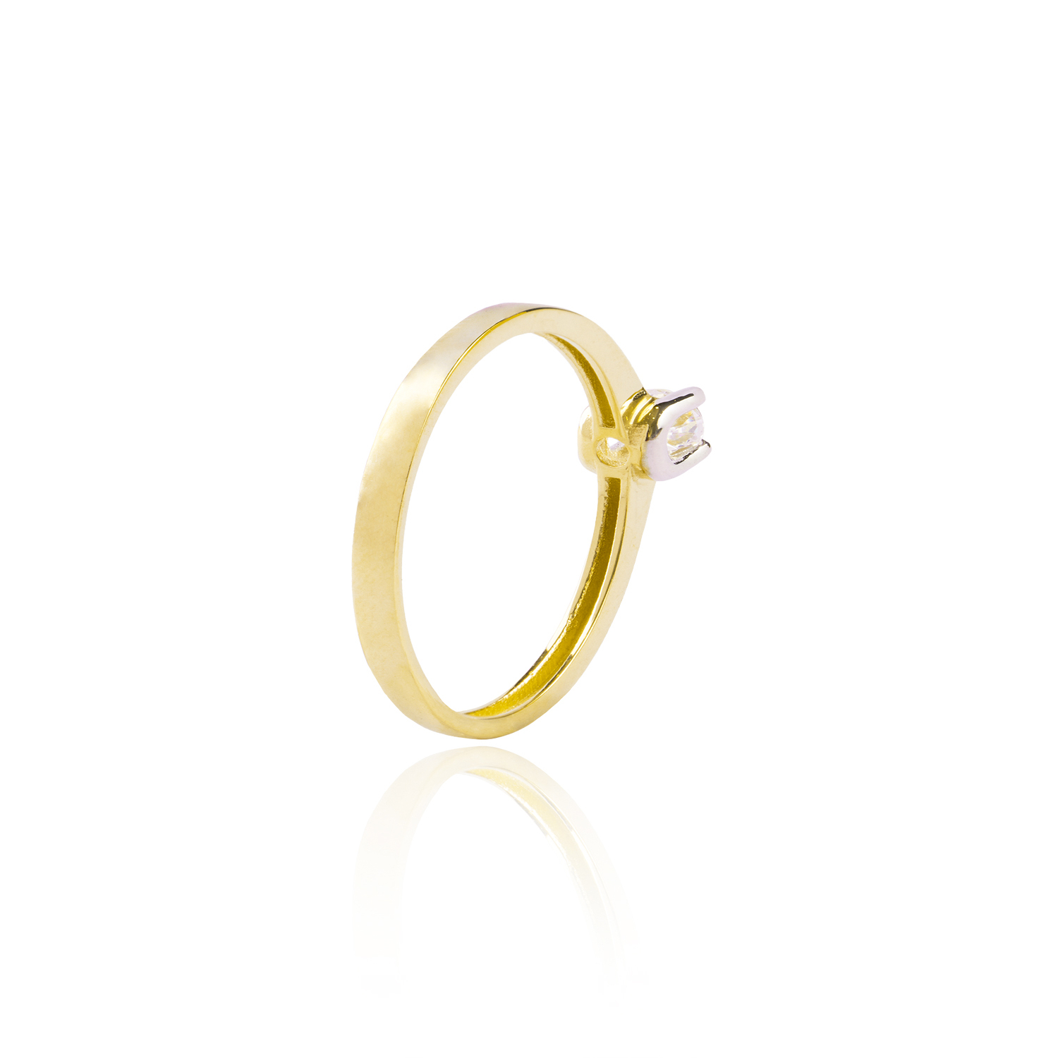 Anillo Compromiso de Oro 18Kt Solitario Bicolor Circonita 2