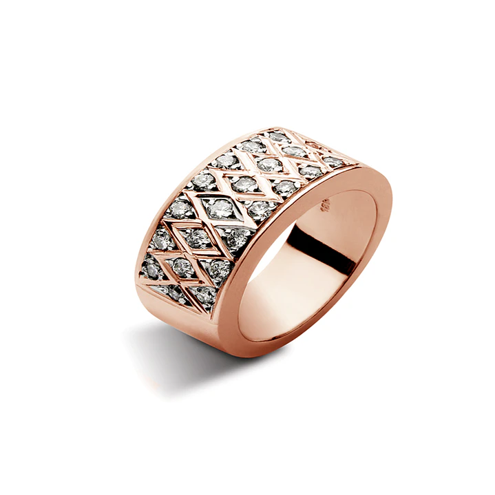 Anillo Oro Rosado 18kt Modelo Bleu 22 Diamantes 2pts 1