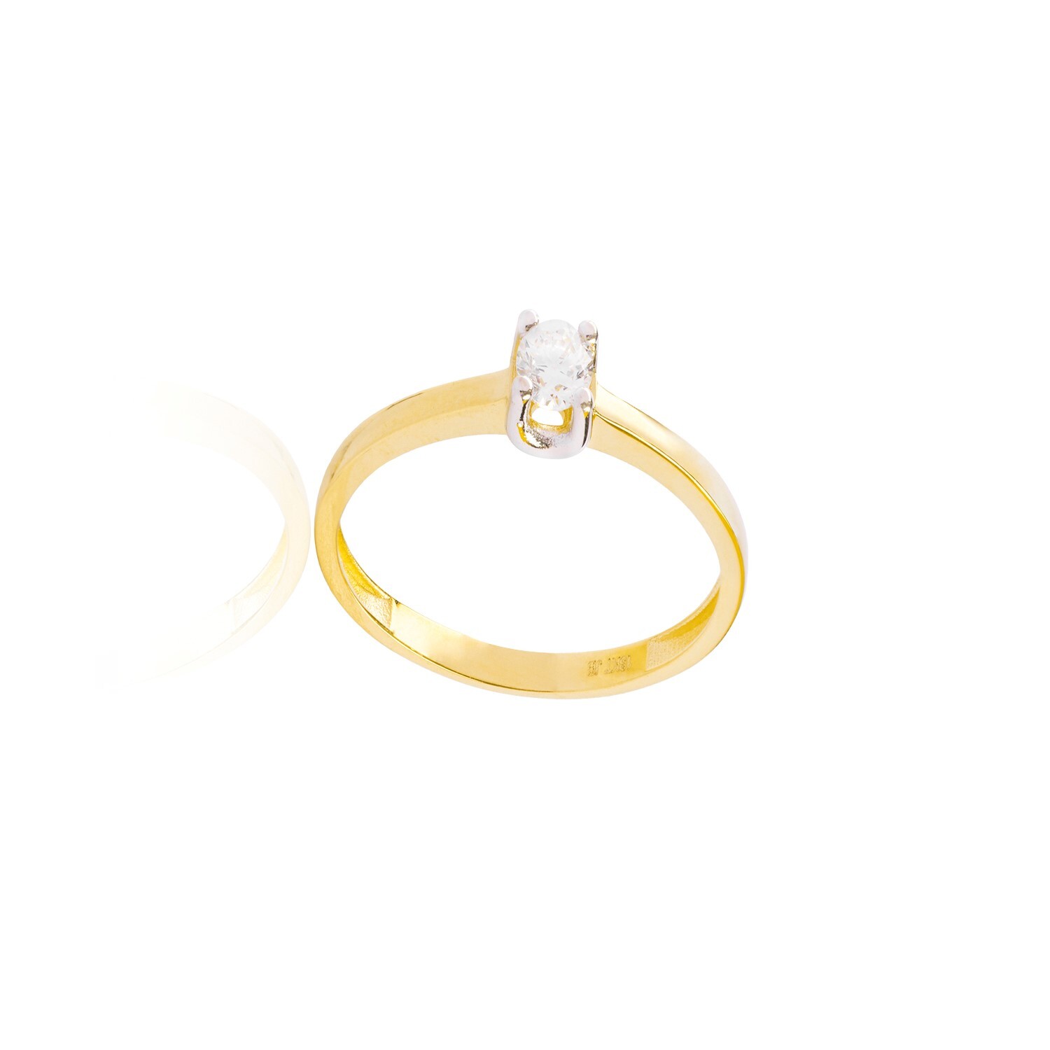Anillo Compromiso de Oro 18Kt Solitario Bicolor Circonita 3