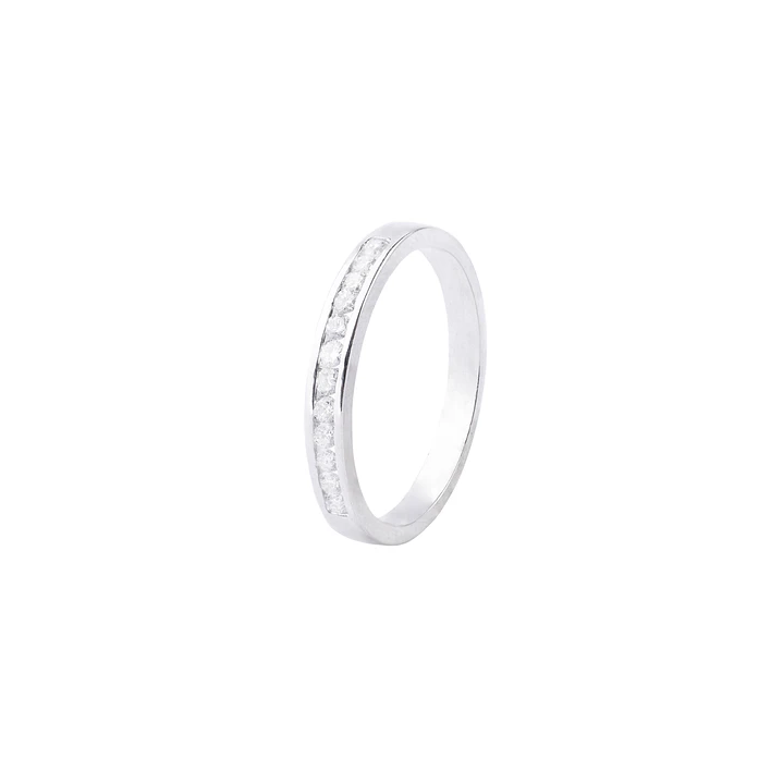 Anillo de Oro 18kt con Diamantes de Riel 26 Pts Corte Brillante SI/H 13 1
