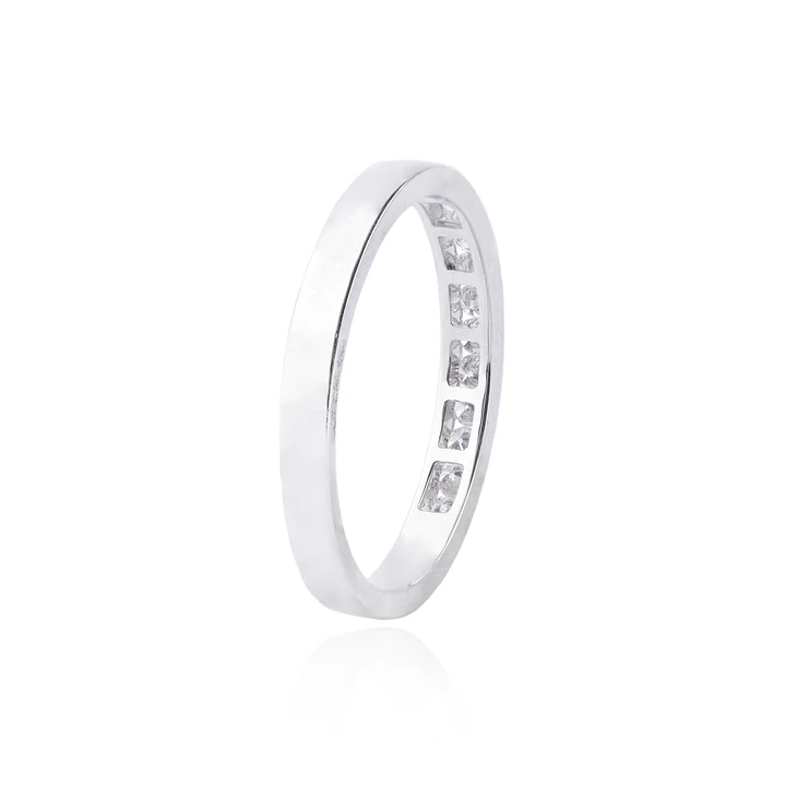 Anillo de Oro 18kt con Diamantes de Riel 26 Pts Corte Brillante SI/H 13 2