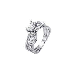 Anillo Oro Blanco 18kt Diamantes Corte Esmeralda 55 Pts
