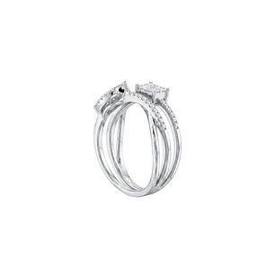 Anillo Oro Blanco 18kt Diamantes Corte Esmeralda 55 Pts