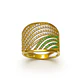 Anillo Oro Amarillo 18kt Ondas Circonitas-Esmeraldas - Miniatura 2