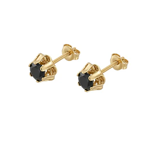 Aros Oro Miel 18kt Solitario con Ónix