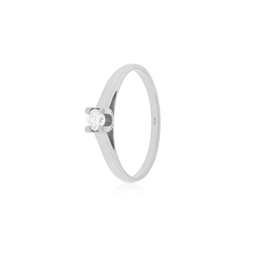 Anillo Compromiso Platino 950  Nápoles 1x12ptos Diamante 1