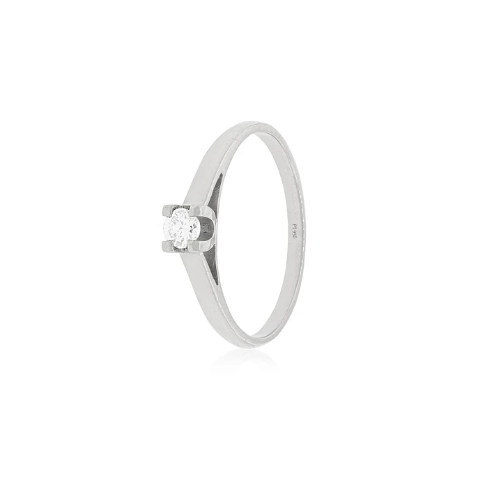 Anillo Compromiso Platino 950  Nápoles 1x12ptos Diamante 1