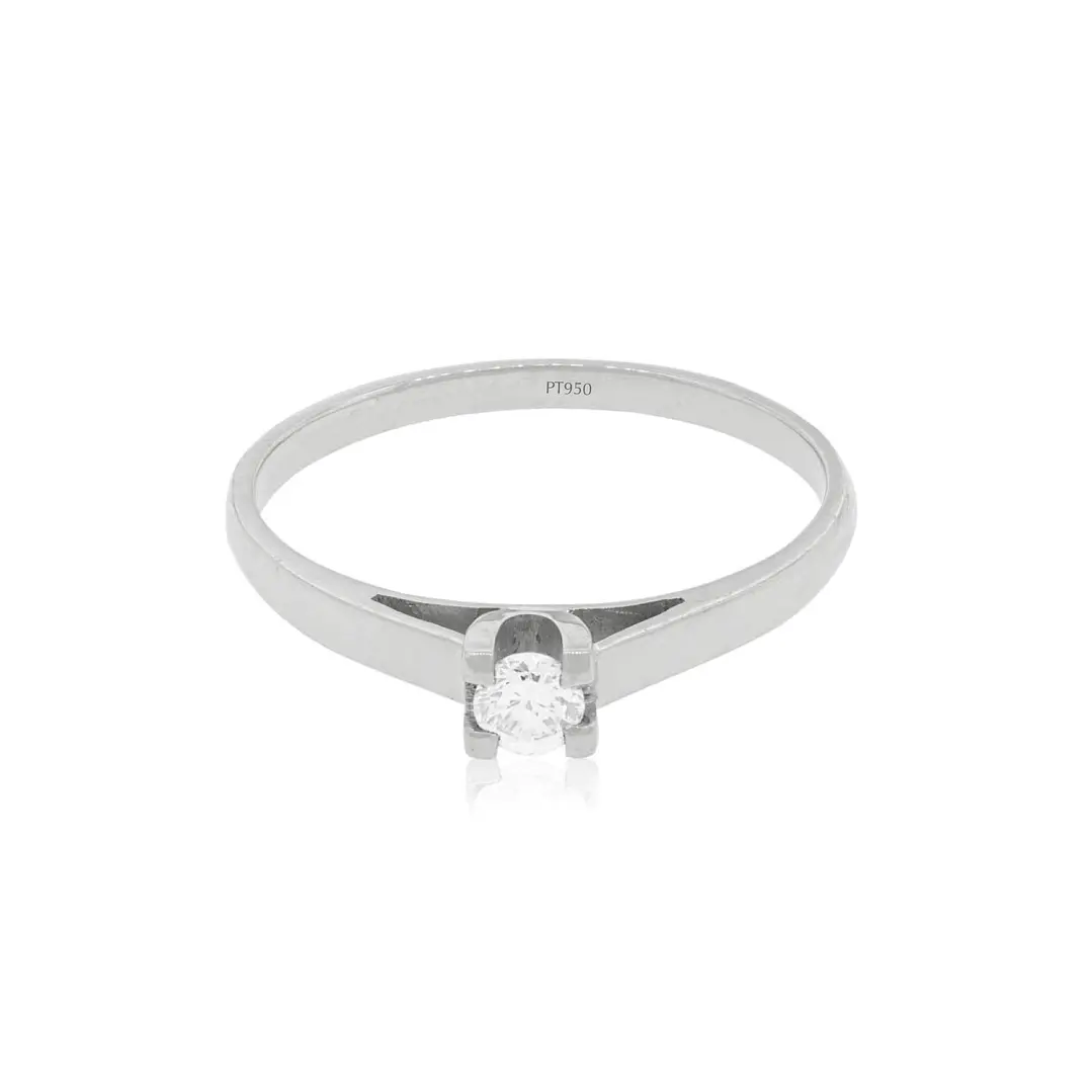 Anillo Compromiso Platino 950  Nápoles 1x12ptos Diamante 3