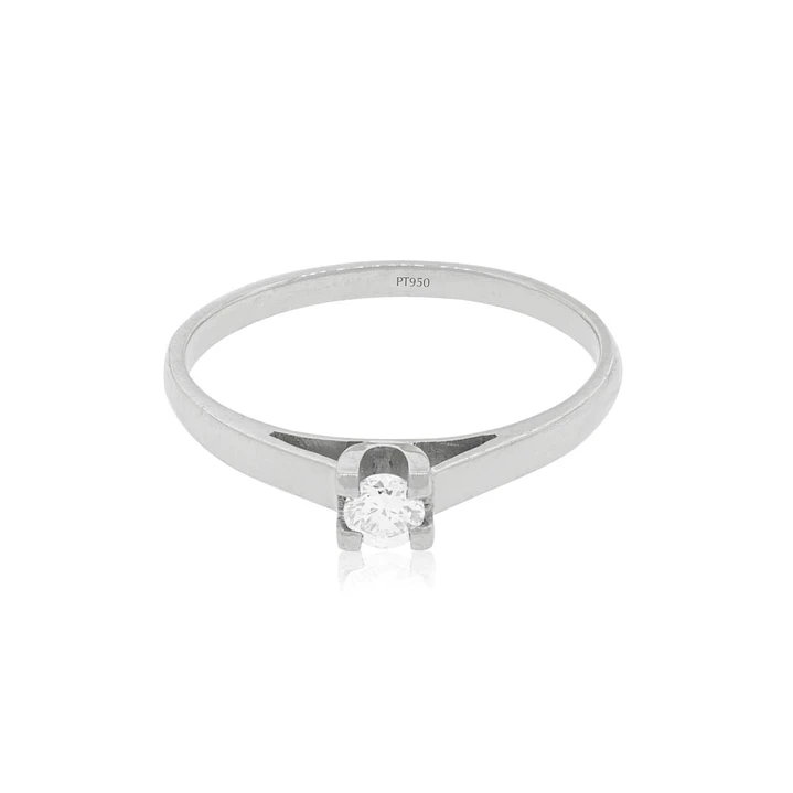 Anillo Compromiso Platino 950  Nápoles 1x12ptos Diamante 3