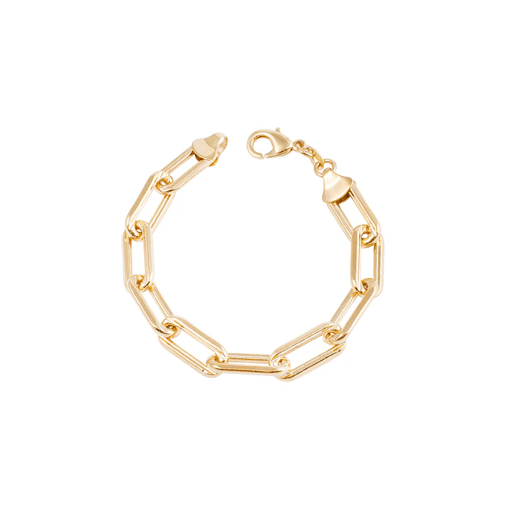 Pulsera Plata Esterlina 925 Eslabón Grueso Bañado Oro 14kt 1