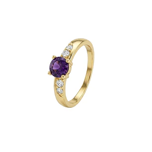 Anillo Oro Miel 18kt Eclipse con Amatista y Circonitas