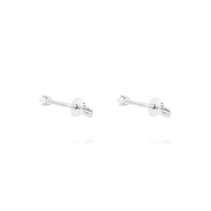 Aros de Oro Blanco 18kt Punto de Luz Grifa con Diamante 4Pts