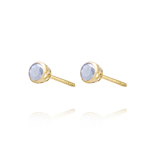 Aros de Oro 18kt Tipo Punto de Luz Tallado Agua Marina de  3,0mm