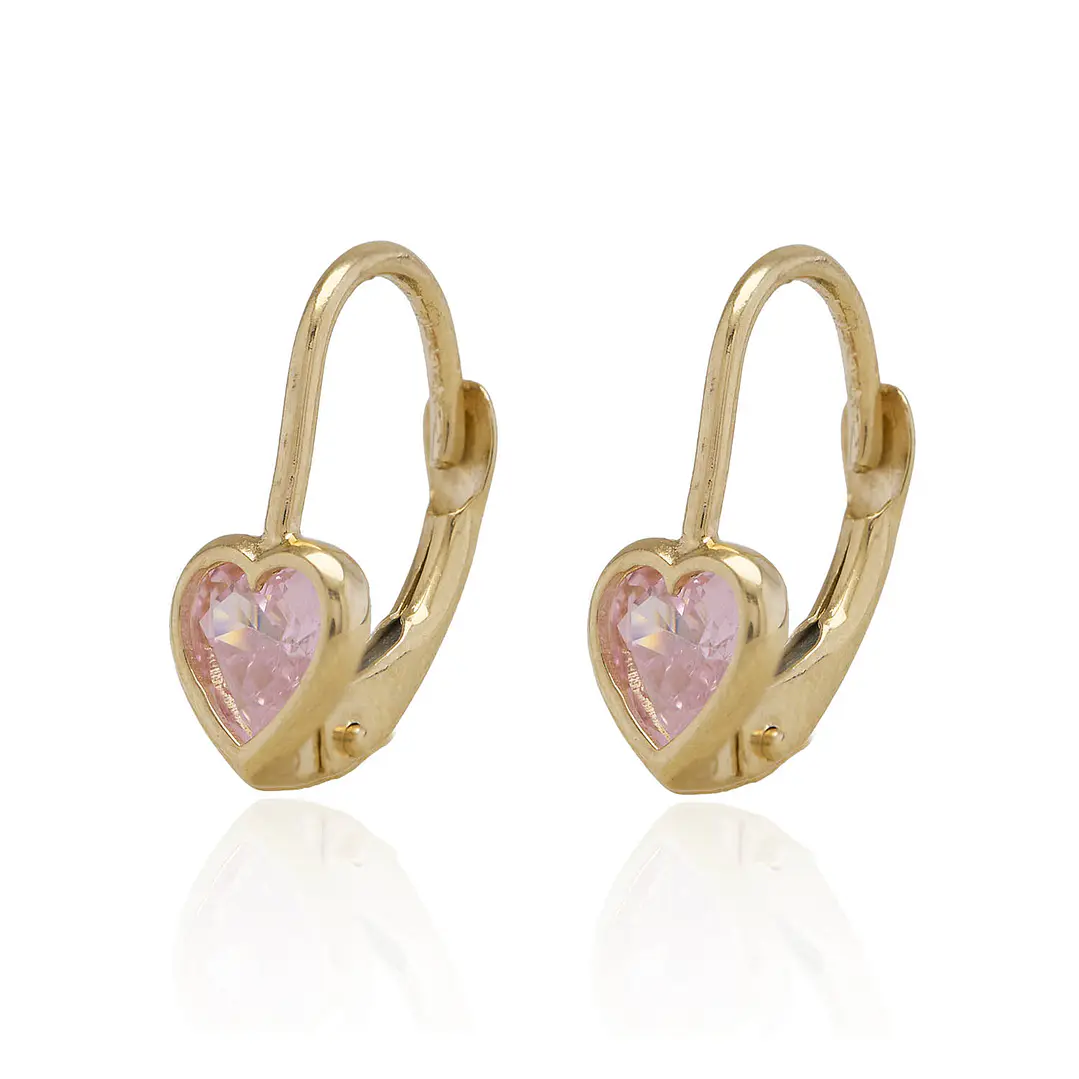 Aros Oro Amarillo 18kt Corazón de Rosa de Francia 1