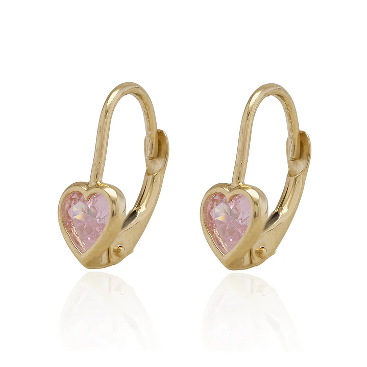 Aros Oro Amarillo 18kt Corazón de Rosa de Francia 1